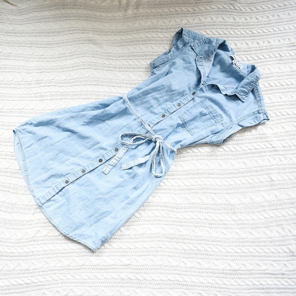 Almost Famous Dresses & Skirts - Chambray Denim Collared Button Dress